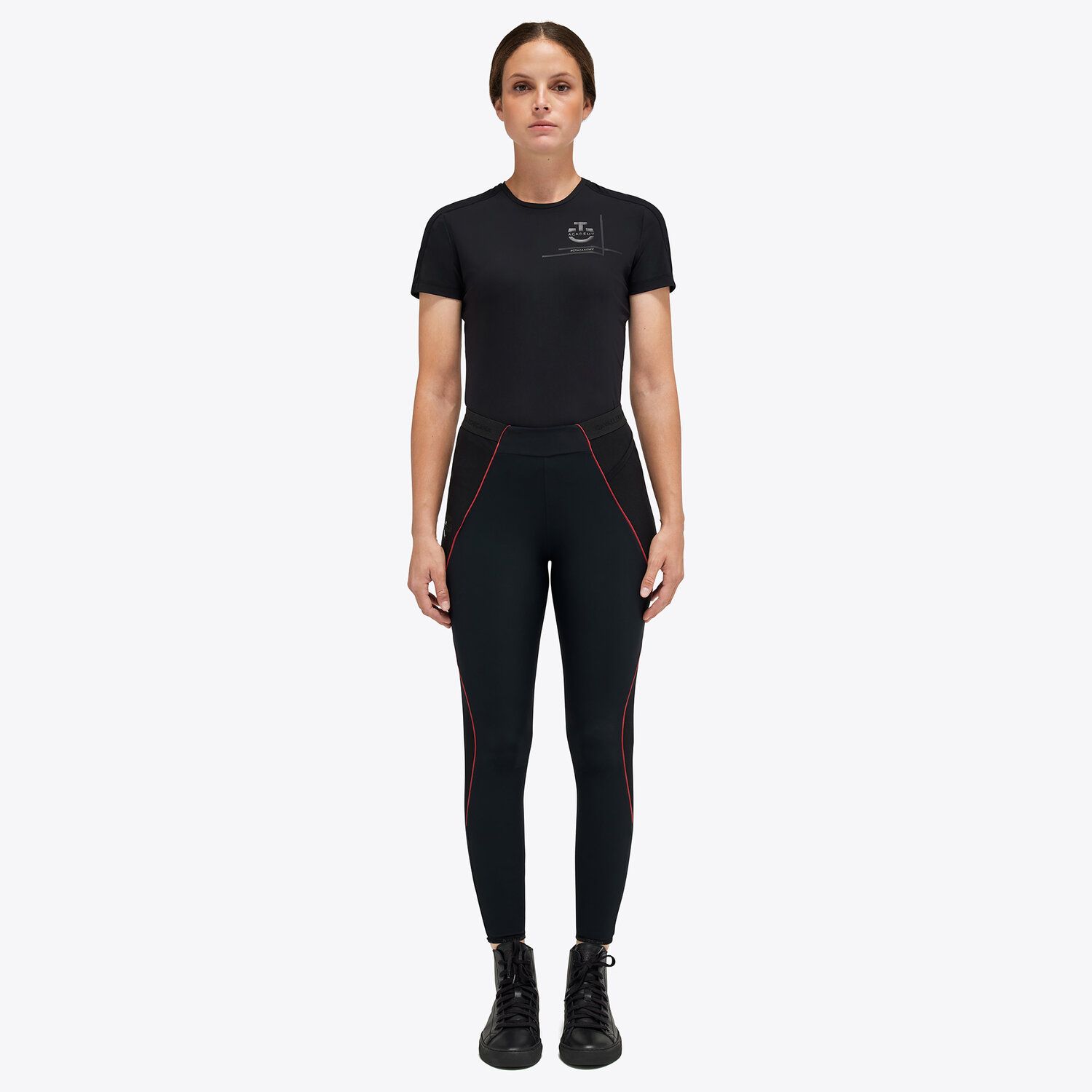 T-shirt technique à manches courtes noir pour femme Academy - Cavalleria Toscana