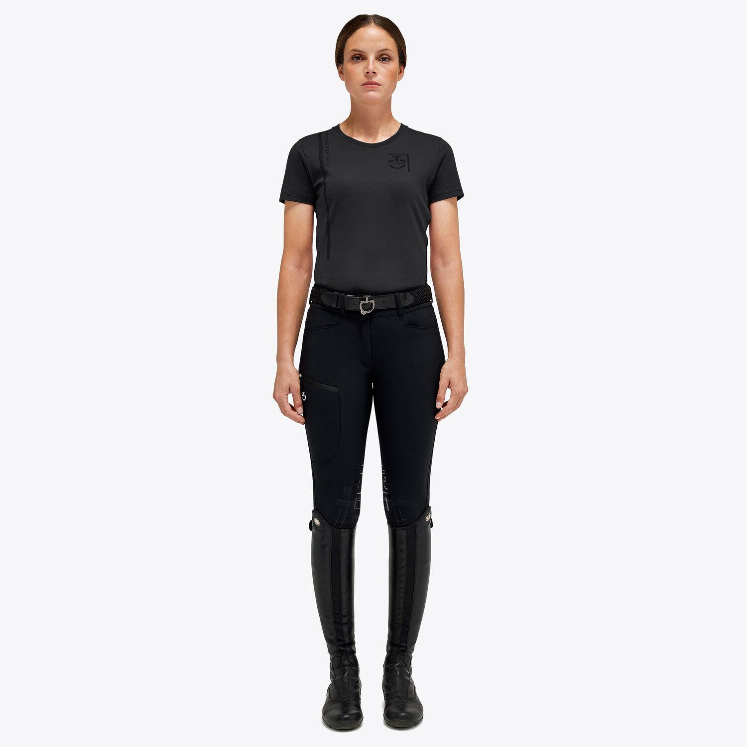 T-shirt à manches courtes noir pour femme Academy - Cavalleria Toscana
