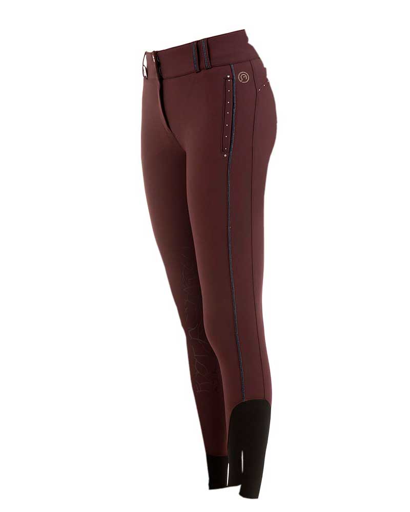 Burgundy (Tawny Port) riding breeches with seat grip for women - Anky