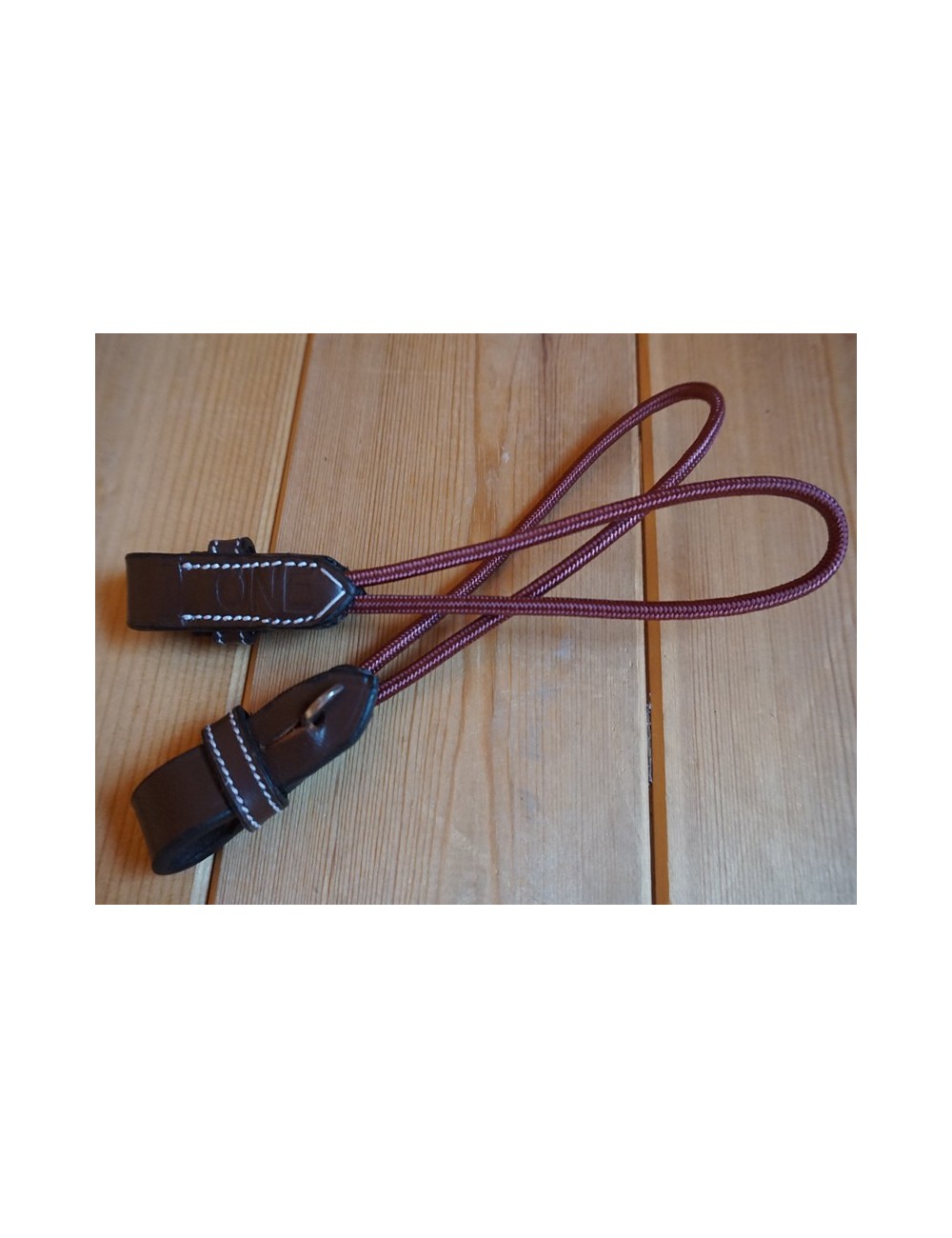Paire de courroies bordeaux en nylon et cuir marron pour pont Pelham - Jump'in