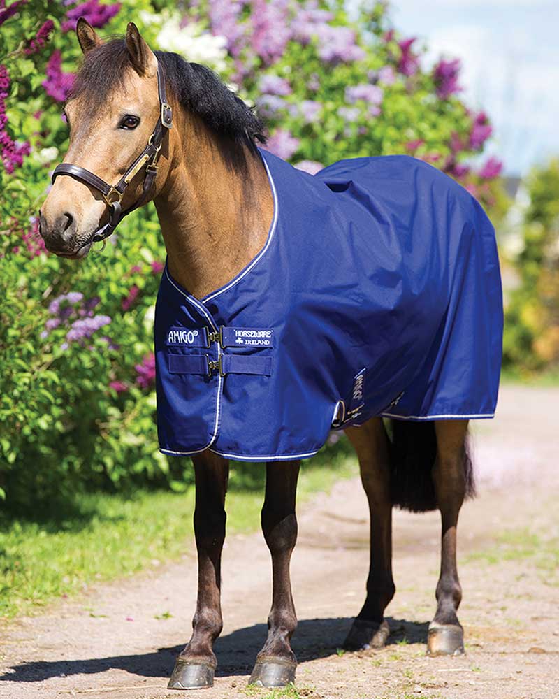 Dark blue waterproof turnout rug (600D, 200g) for ponies – Hero - AMIGO