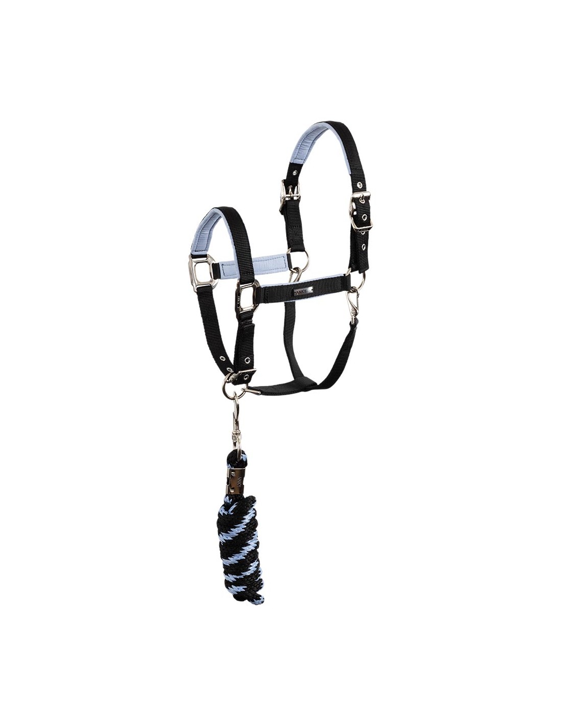 Licol d'écurie avec longe noir et lilas pour cheval - Anky
