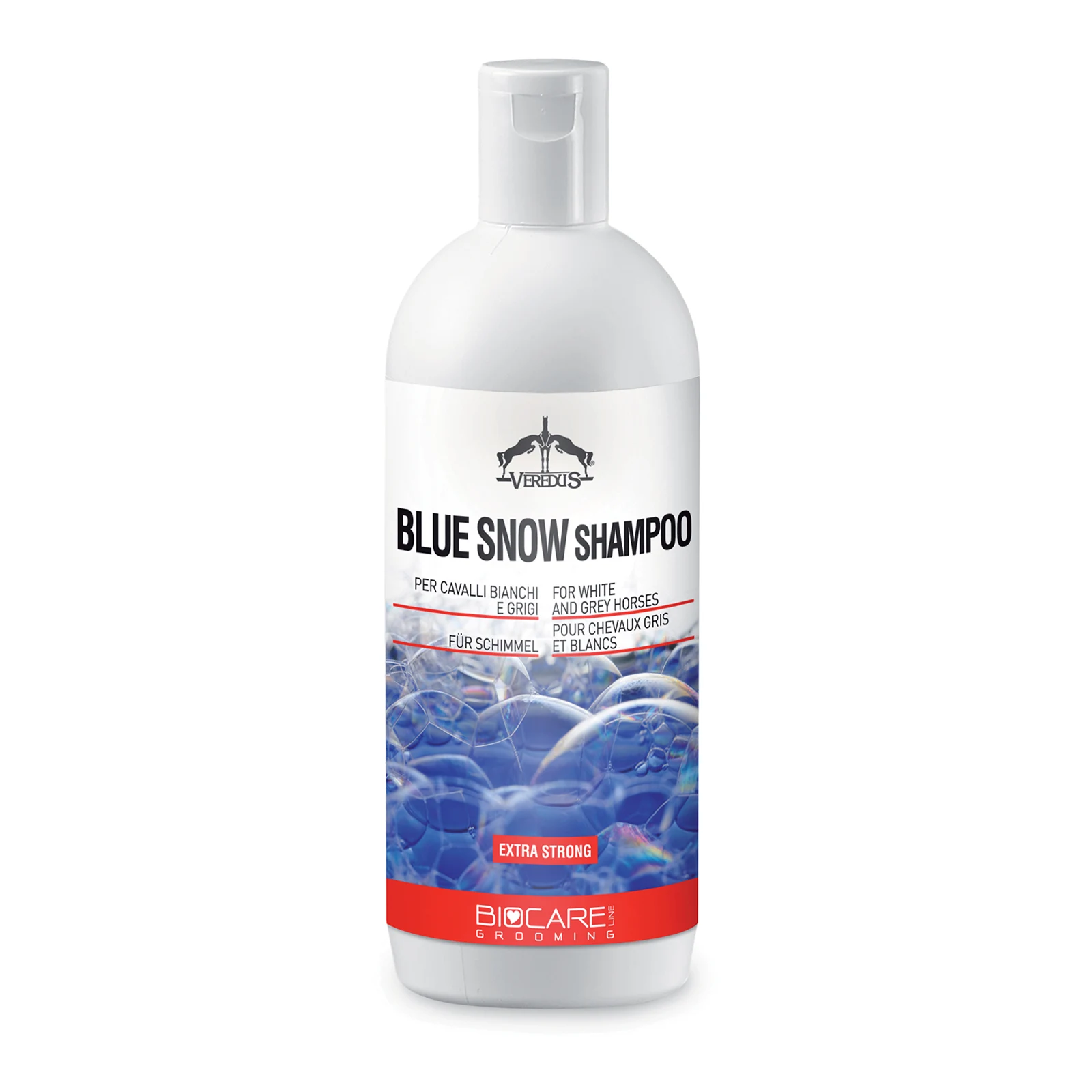 Shampooing extra-fort pour chevaux blancs et gris Blue Snow 500 ml - Veredus