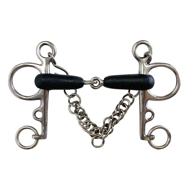 Mors Pelham articulé en caoutchouc largeur 21mm pour cheval - Marjoman