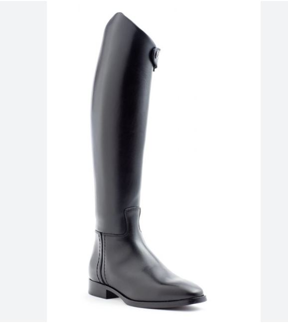 Black Leather Riding Boots Slip-On Back Zipper Dressage Pro - Chester
