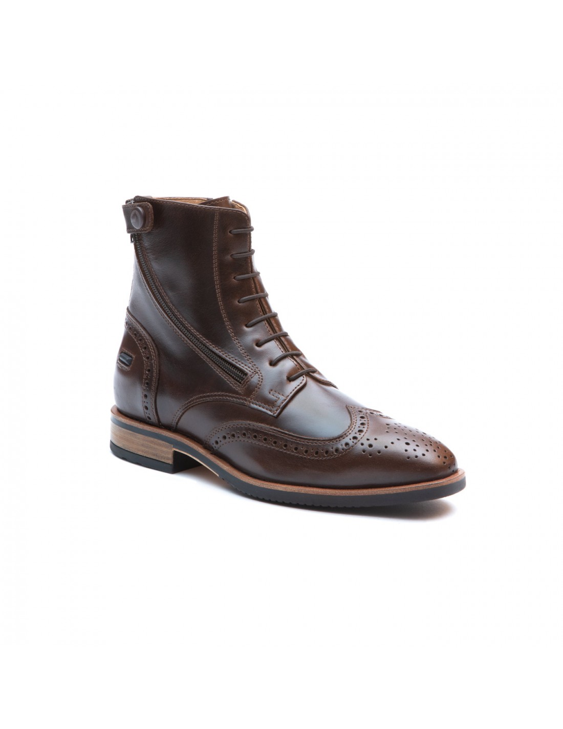 Dark brown leather riding ankle boots with side zipper Vienna - Chester
