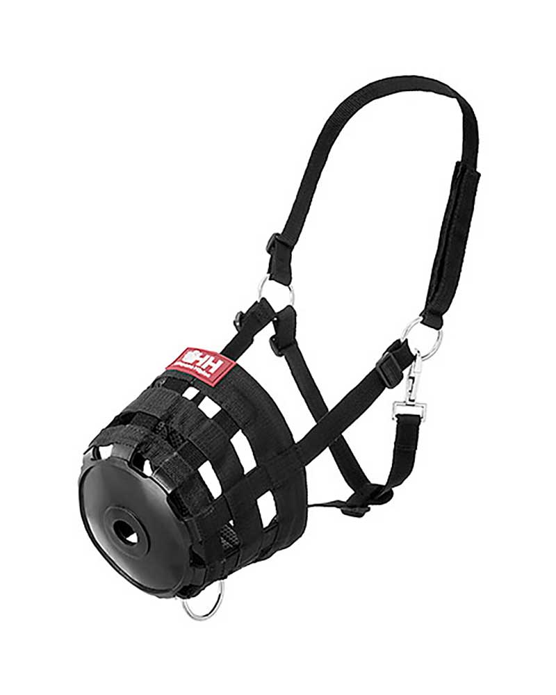 Muselière en nylon noir pour cheval - Hispano Hípica