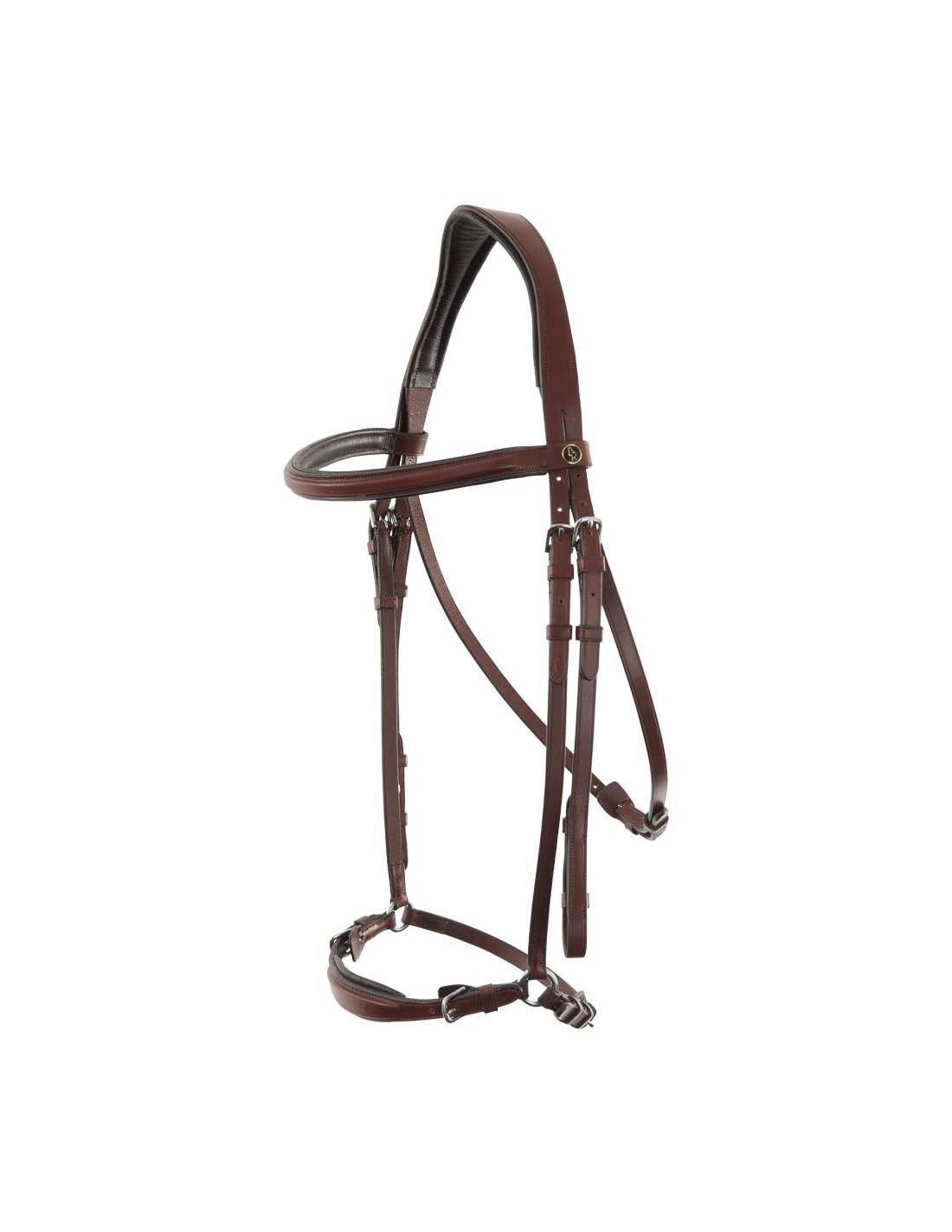 Bride en cuir marron avec muserolle alemana avec têtière anatomica - BR
