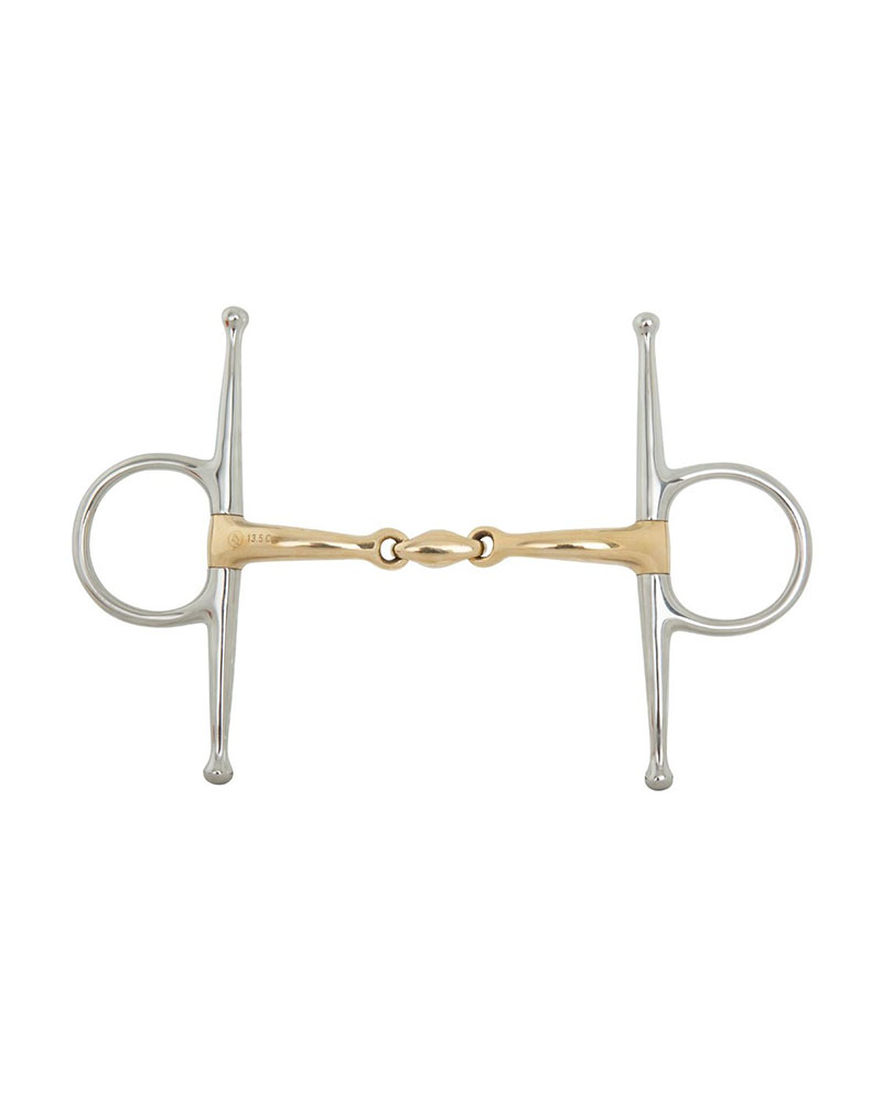 Mors de filet à branches à 3 pièces contact souple avec double articulation pour cheval - BR