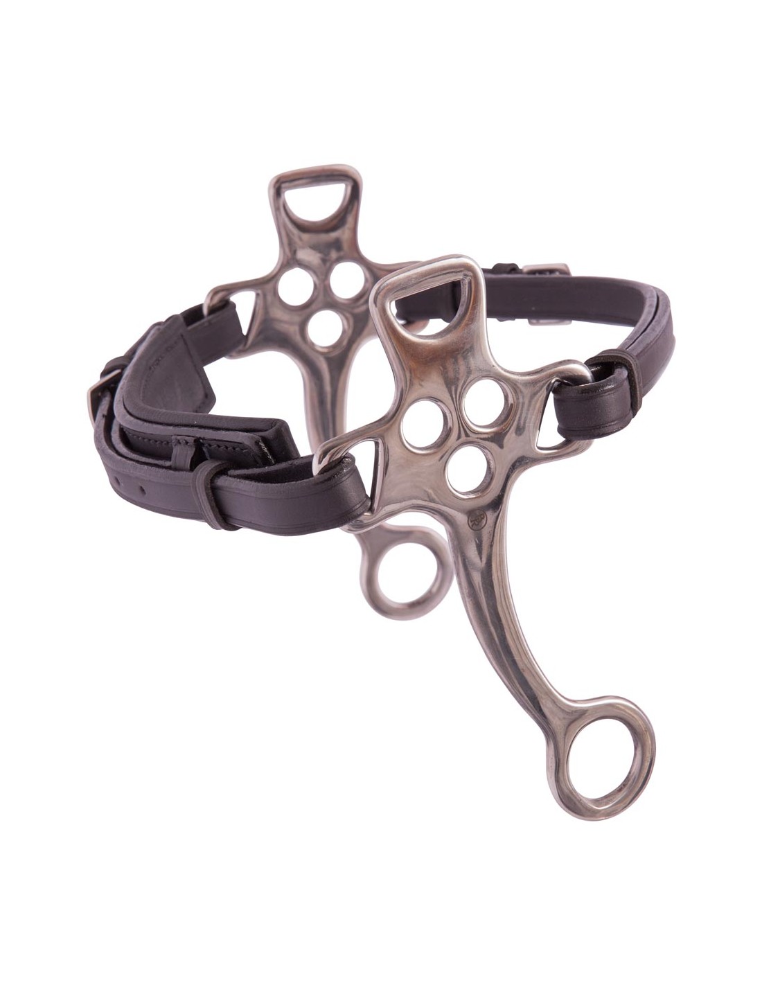 Stainless Steel Hackemore with Leather Noseband and 152mm Horse Cheeks - BR