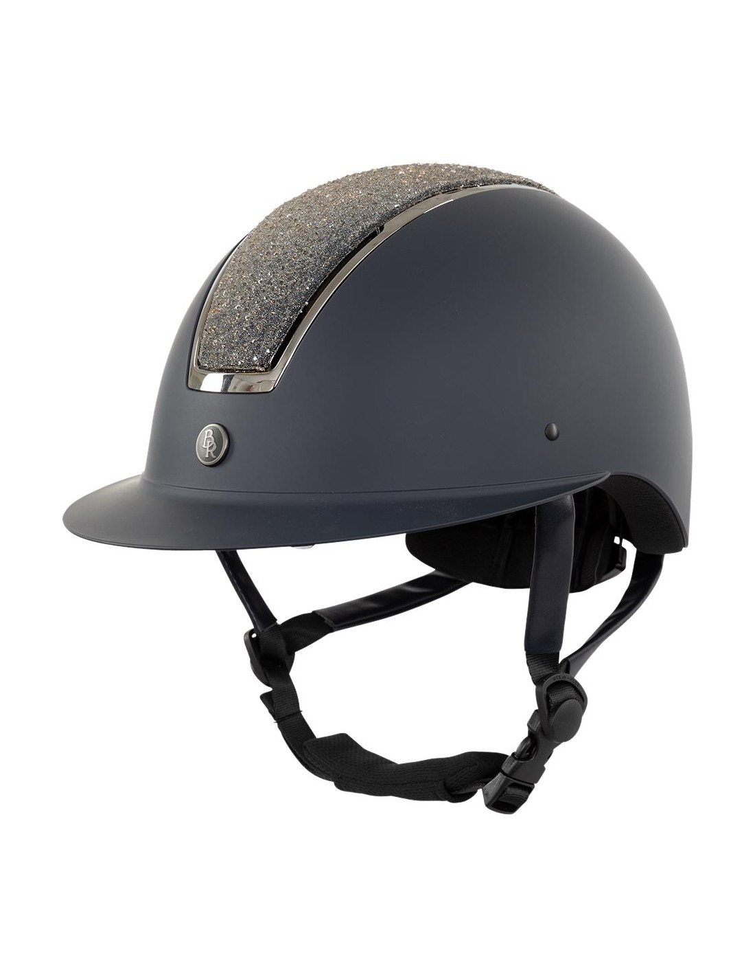 Matte navy blue and shiny horse riding helmet Omega Glamourous - BR