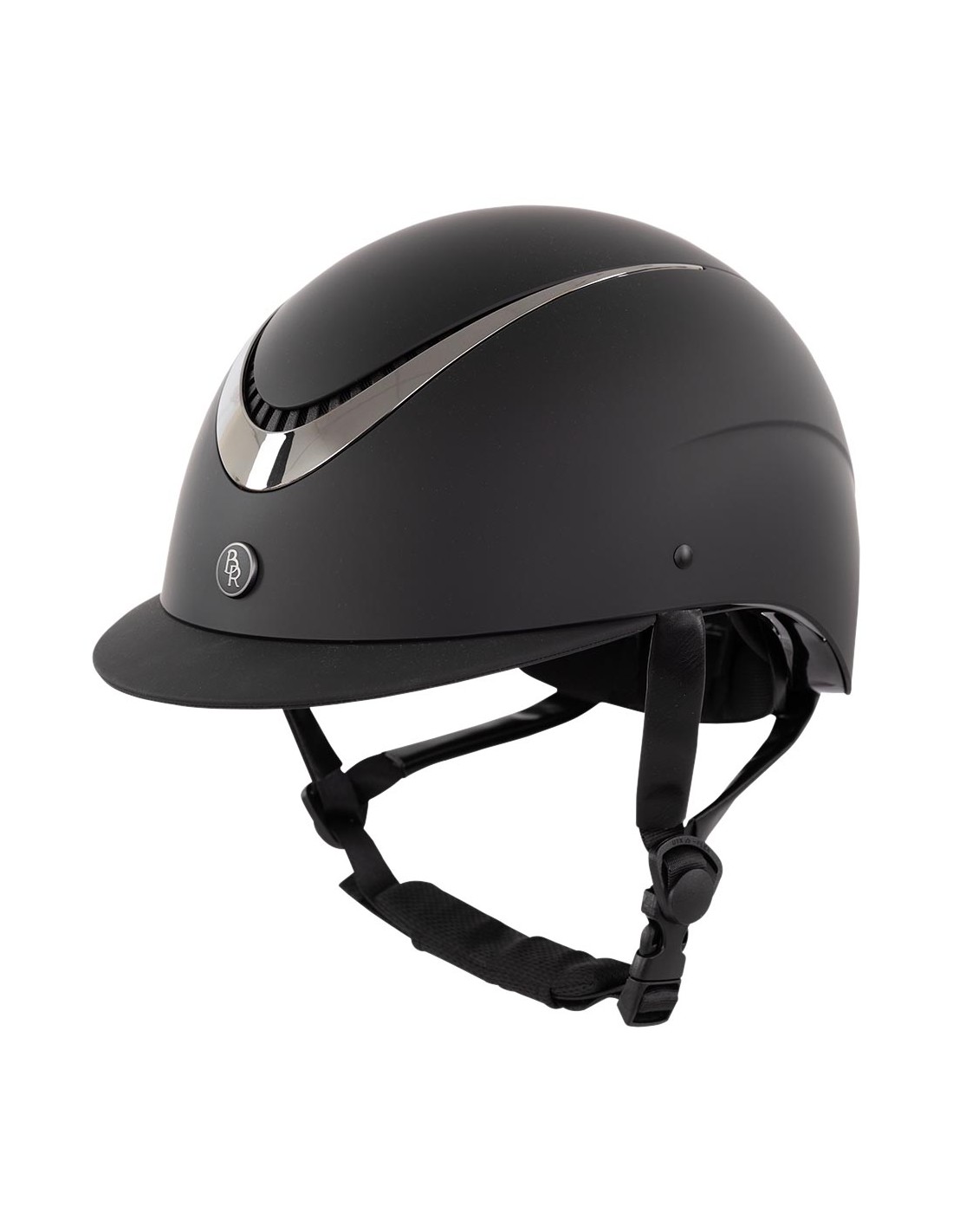 Casco para montar a caballo negro mate y un detalle en plata Thèta Pintado - BR