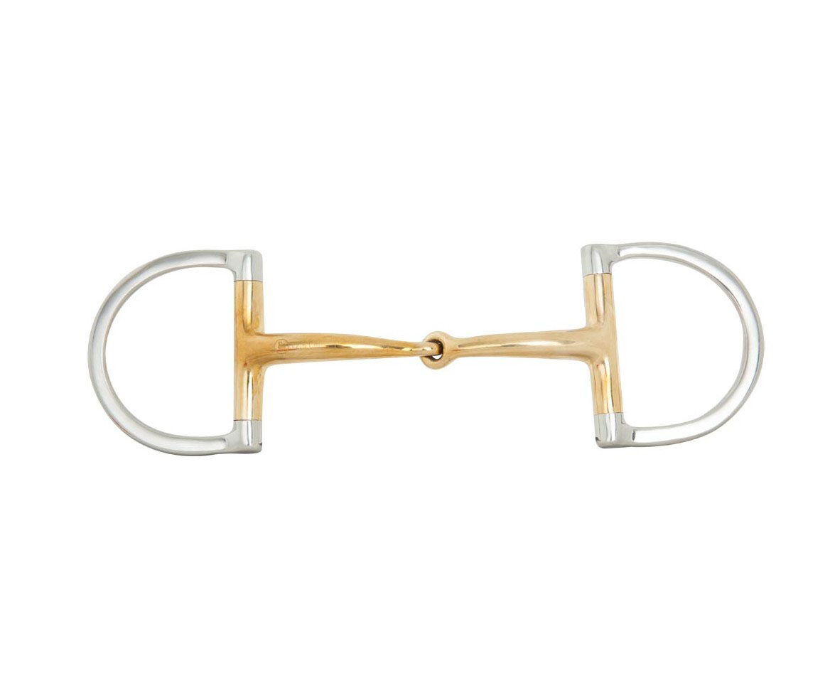 Mors de filet à anneaux en D 2 pièces avec articulation simple, contact souple (14mm, Ø 65 x 50mm) - BR