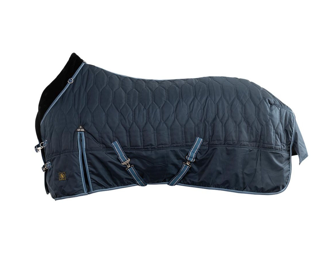 Navy blue winter blanket with honeycomb embroidery for horse - BR