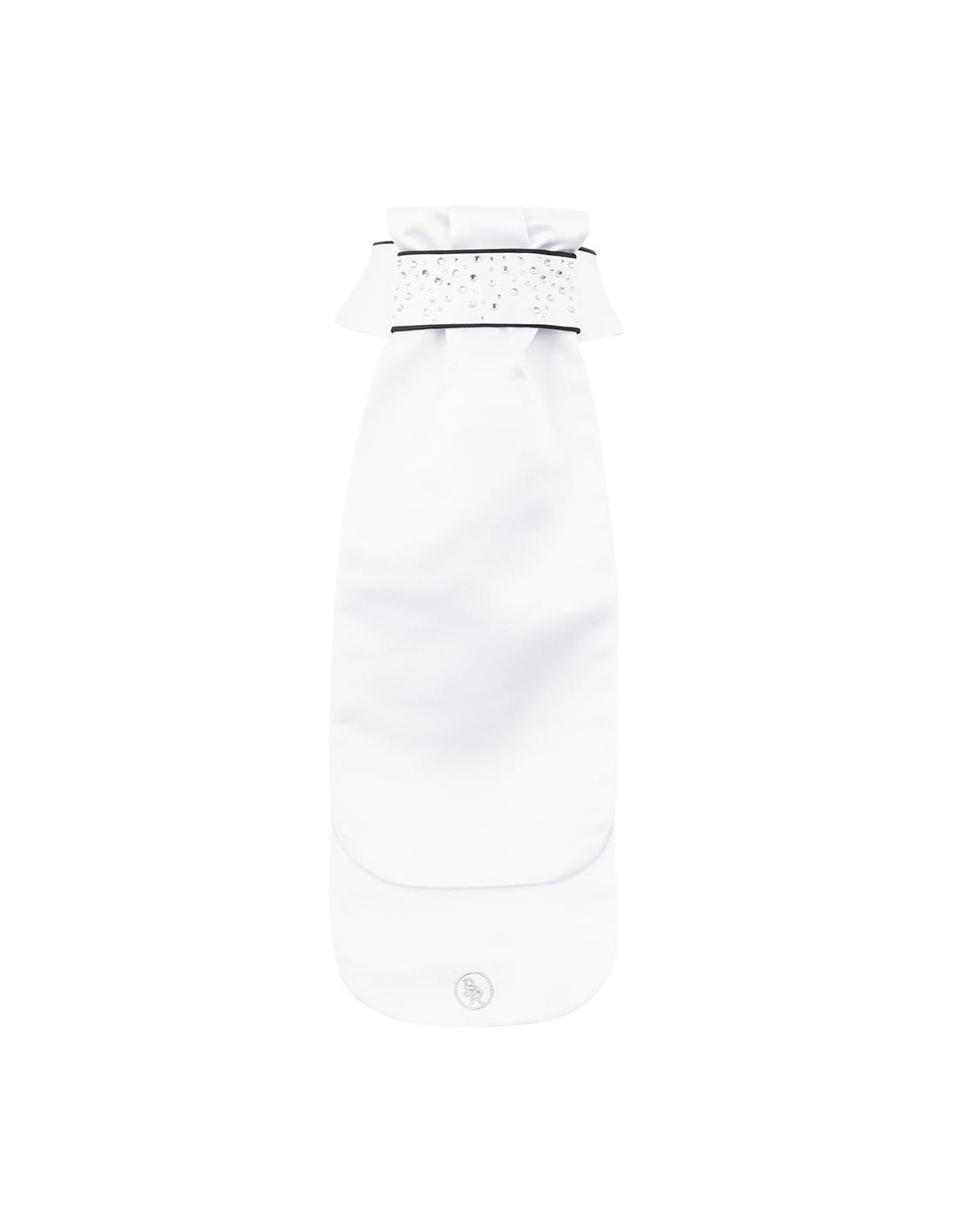 Plastron blanc à strass et passepoil noir pour femme Leon - BR