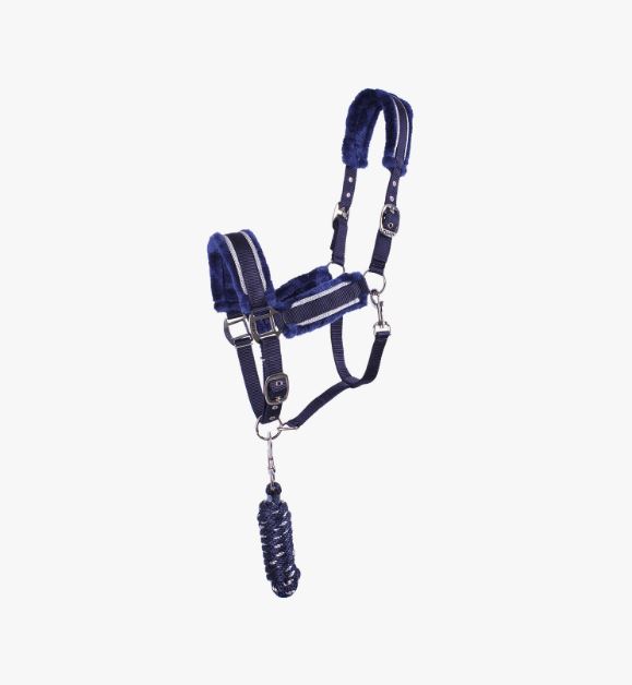 Stable bridle with navy blue branch with synthetic hair for horses Dolci - QHP