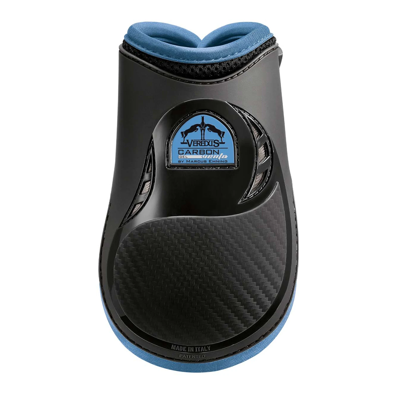 Black and light blue rear fetlock jumping boots Carbon Gel Vento - Veredus