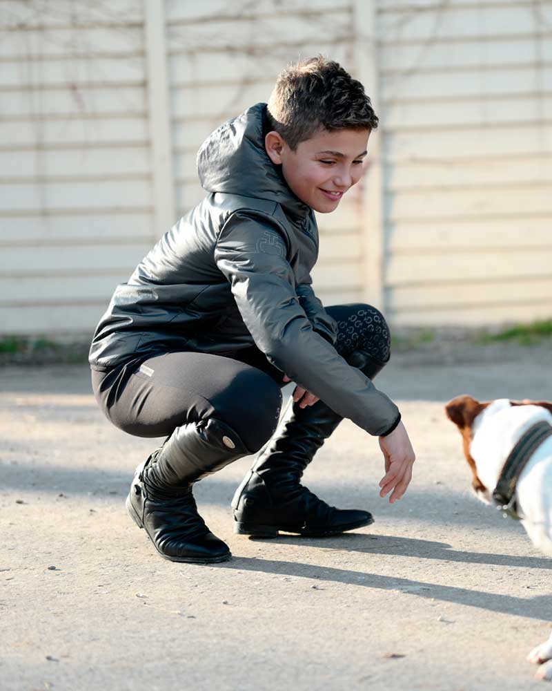 Veste matelassée argenté foncé avec capuche junior unisexe - Cavalleria Toscana