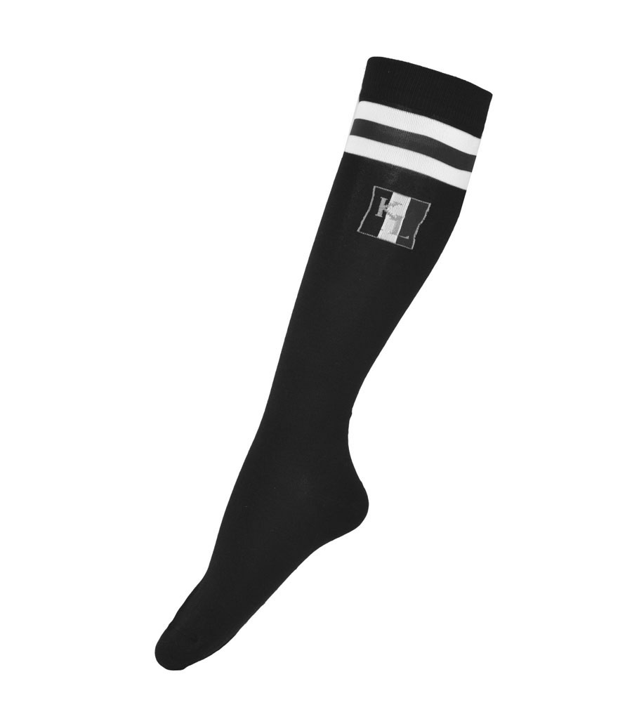 Chaussettes hautes noir à rayures gris et blanc classic Coolmax - Kingsland