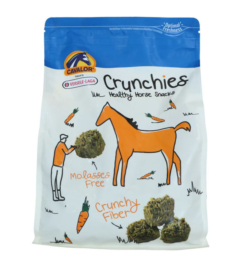 Snacks ricos en fibra avec trozos de zanahoria et sans melazas pour chevaux (1,5kg) Crunchies - Cavalor