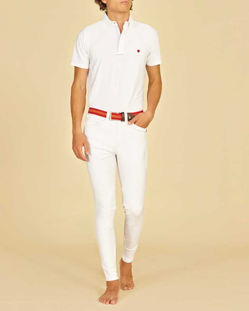 White Riding Breeches with Knee Patch for Men Del Mar - Manfredi