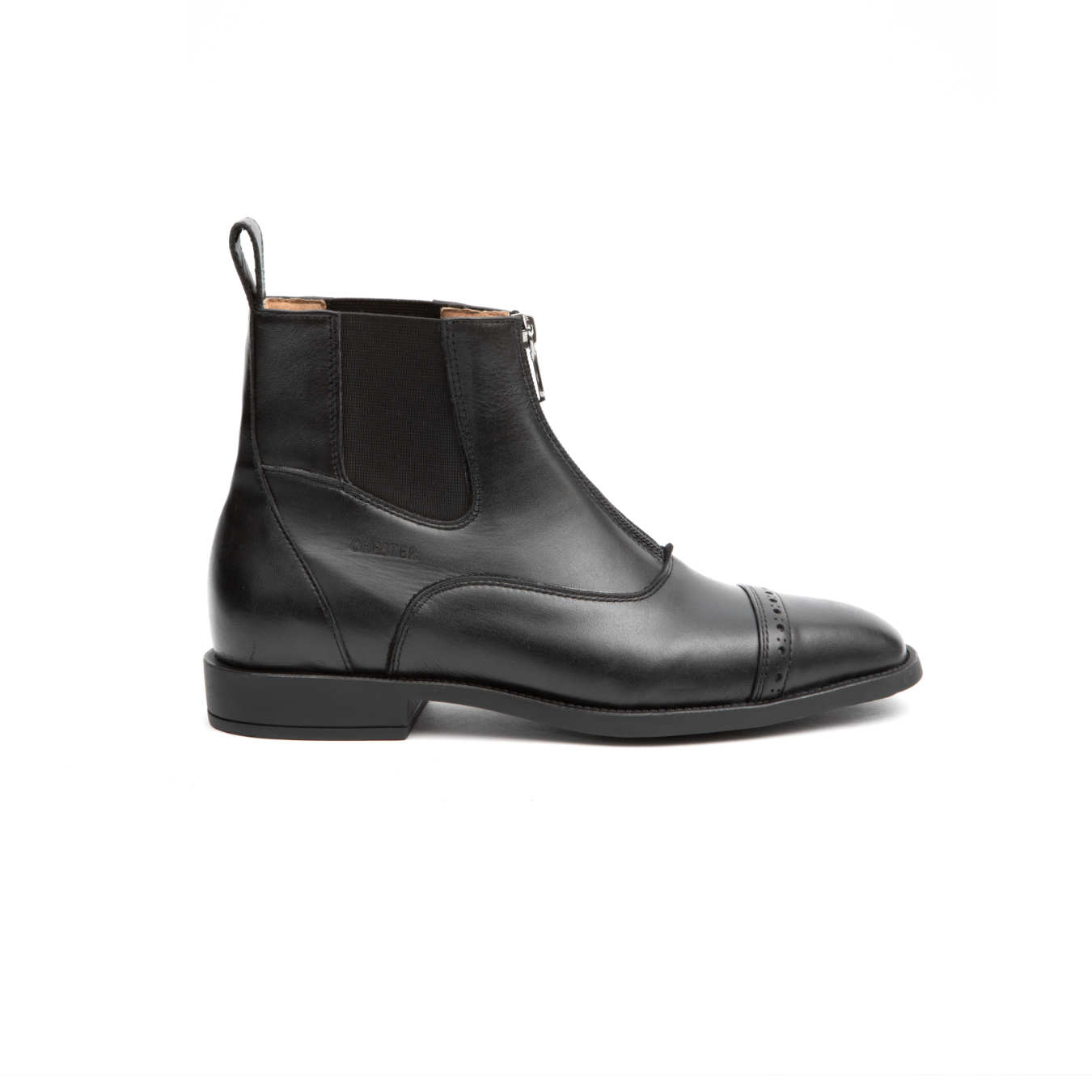 Black leather riding ankle boots with back zipper Devon Soft - Chester
