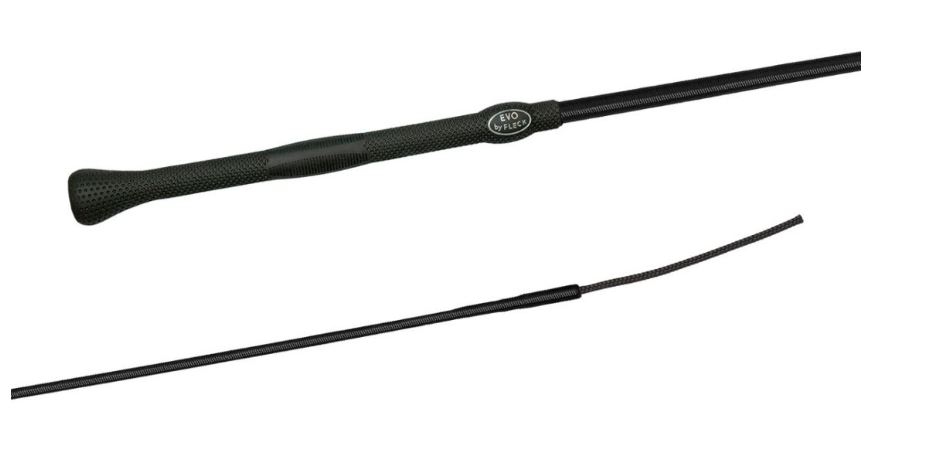 Black Economy dressage whip with Evo Grip handle - Fleck
