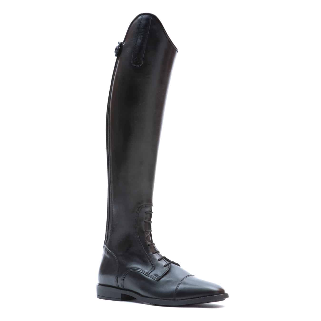 Botas negras de piel para montar a caballo, de salto con cordones y cremallera trasera jumping soft - Chester