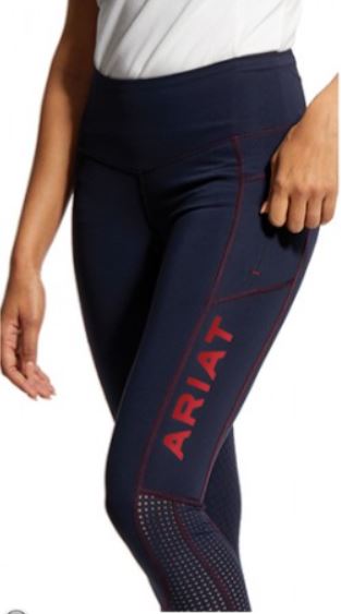 Leggings d'été avec perforaciones bleu marine et détails en rouge (grip à fond intégral) pour femme EOS - Ariat
