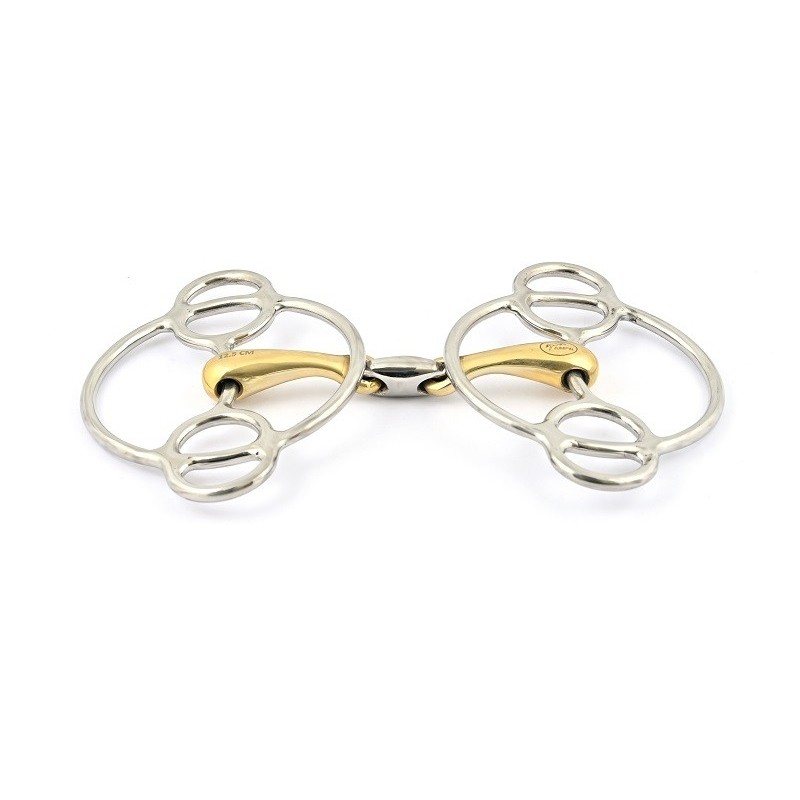 3-Piece Snaffle, Locked Double Joint Swivel Horse Gag - Jump'in