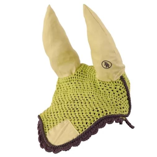 Orejeras color lima de crochet con orejas de tela para pony - BR
