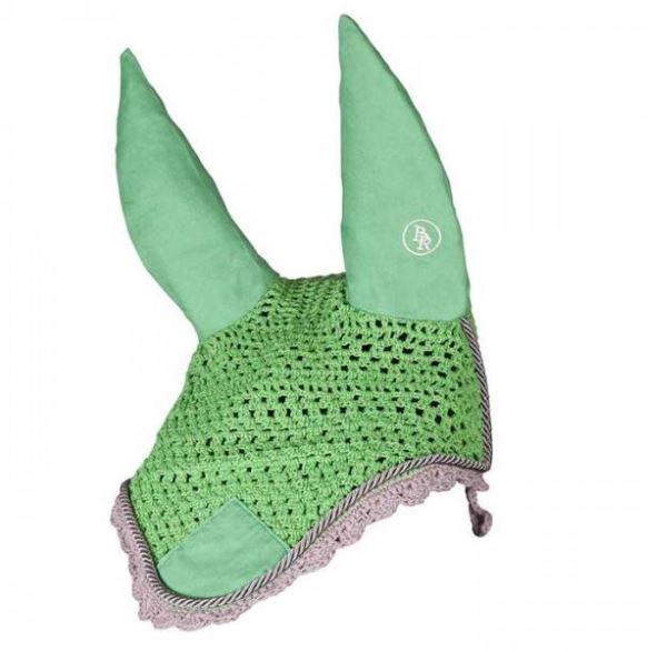 Bonnet vert en crochet avec oreilles en tissu pour poney - BR