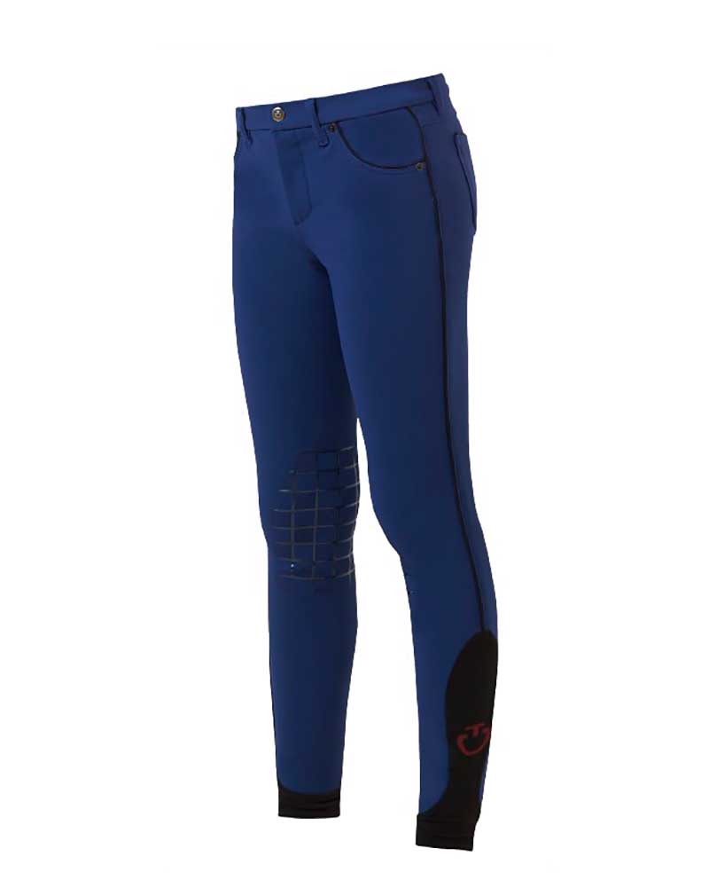 Blue Riding Pants with Black Trim and Knee Grip Junior Unisex - Cavalleria Toscana