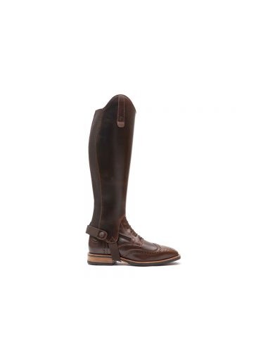 Classic dark brown leather horse riding leggings with elastic and zipper Classic soft - Chester