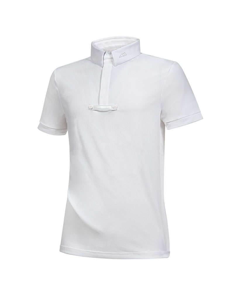 Polo de compétition à manches courtes blanc et tissu respirant pour homme Celirac - Equiline