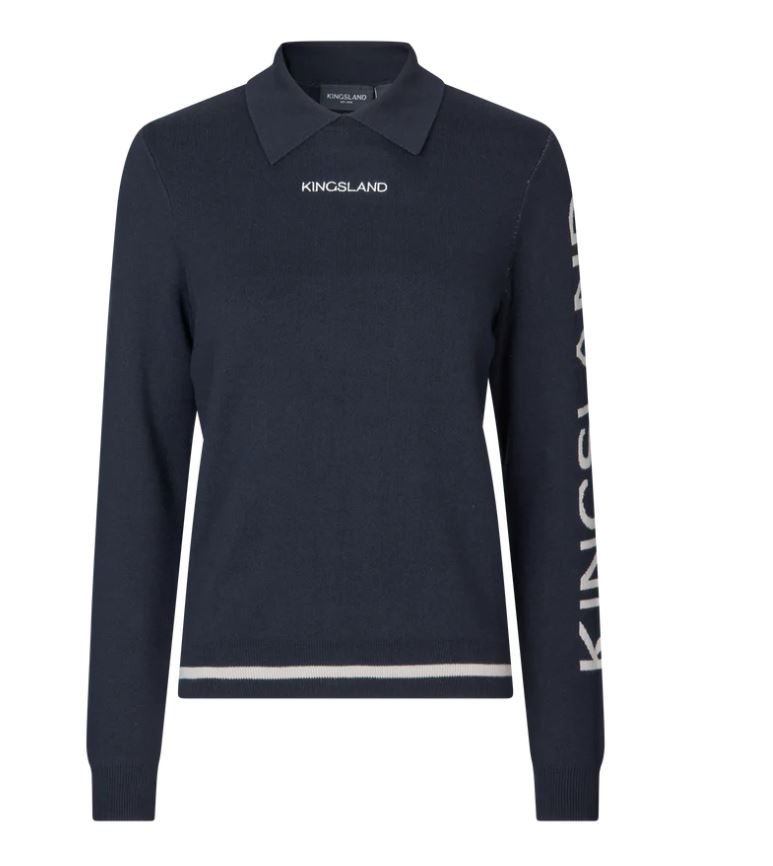 Polo en maille avec manches longues pour femme en bleu marine KLNalin - Kingsland
