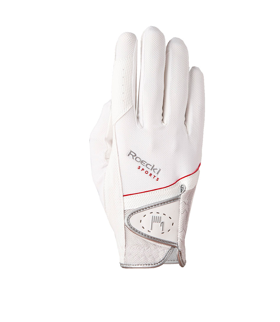 White and silver horse riding gloves Madrid - Roeckl