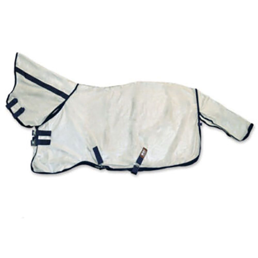 Couverture anti-mouches avec couvre-cou gris et bleu marine pour cheval - Hispano Hipica