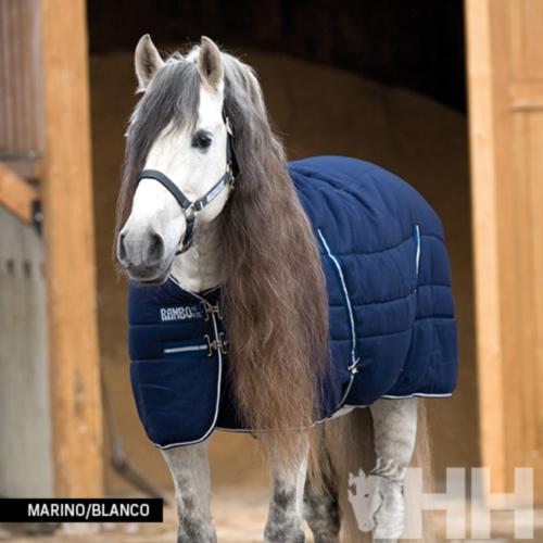 Navy blue 200g polyester and cotton stable blanket for horses - Rambo