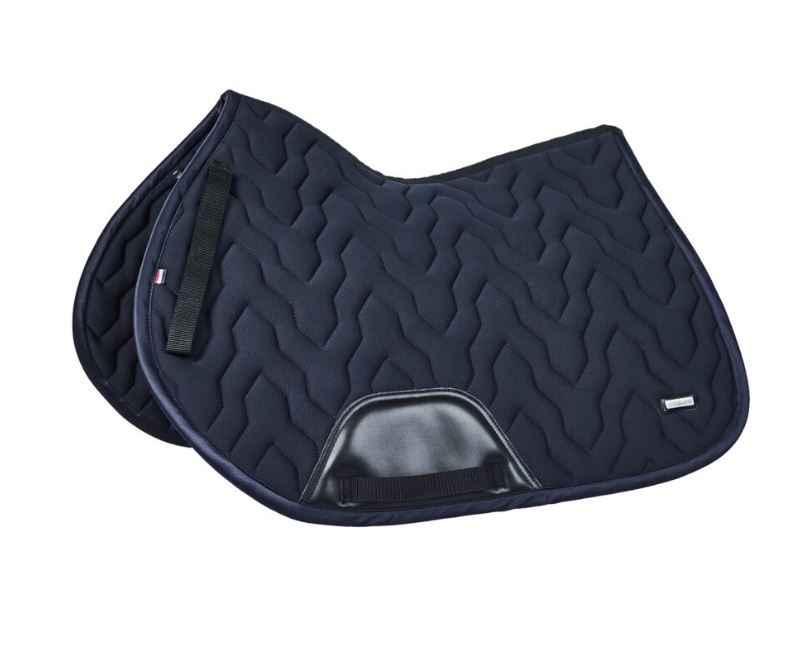 Tapis de saut à effet rafraîchissant bleu marine avec bord en satin pour cheval et poney KLnelly - Kingsland