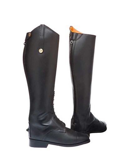 Botas negras de piel para montar a caballo con cordones y cremallera Selma - Lexhis