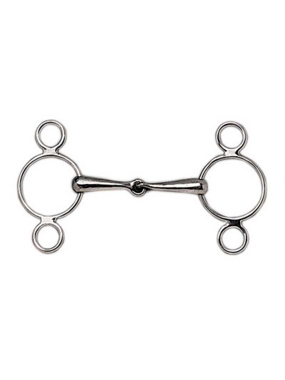 Filete de 2 piezas medio pessoa (3 anillas) y embocadura maciza para caballo - Sefton