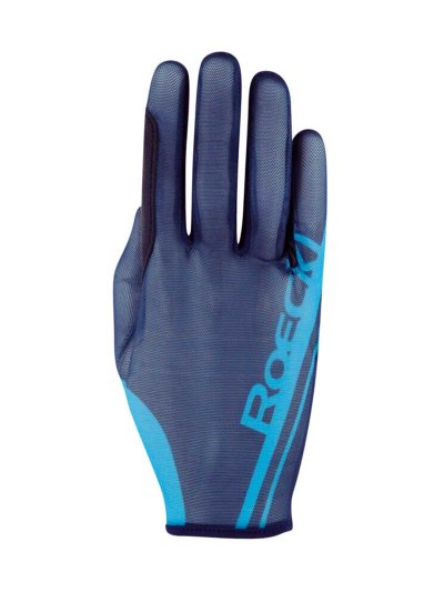 Guantes azul marino con malla en el dorso para montar a caballo Moyo - Roeckl