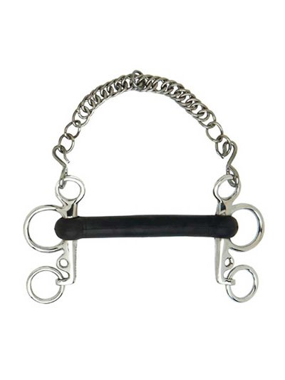 Bocado pelham corto rígido cubierto de goma (pata inferior de 4cm) para caballo - Sefton