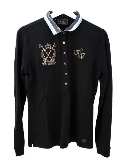 Polo noir à manches longues pour femme Saundra - HV Polo