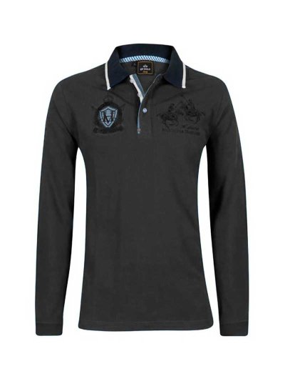 Polo de manga larga gris oscuro para hombre Wallace - HV Polo