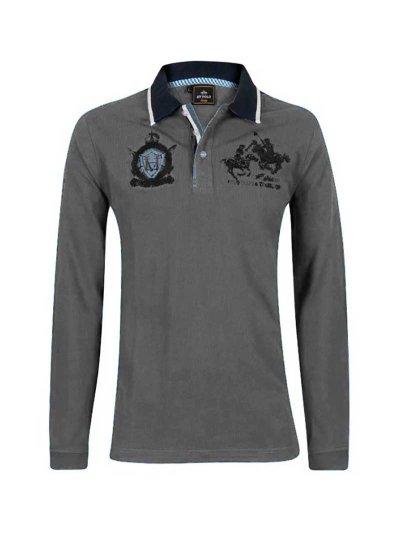 Polo de manga larga gris claro para hombre Wallace - HV Polo
