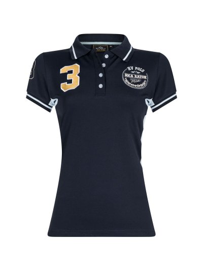 Polo azul marino de manga corta con estampado en la espalda Aubrey - HV Polo