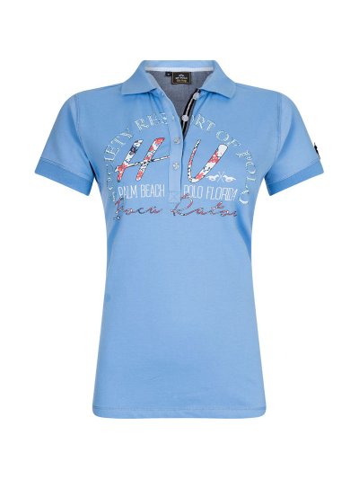 Polo bleu clair de femme avec imprimé devant Romy - HV Polo