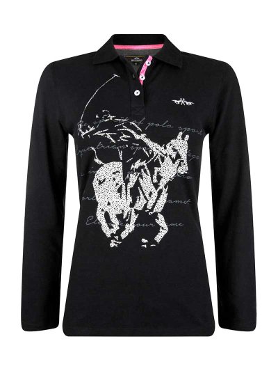 Polo à manches longues noir pour femme Loma - HV Polo